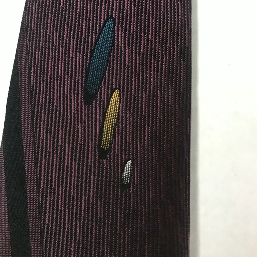 Silk Blend Tie NWT Skinny Plum Black Teal Yellow Narrow